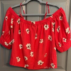 Tangerine Floral Linen Top Universal Thread